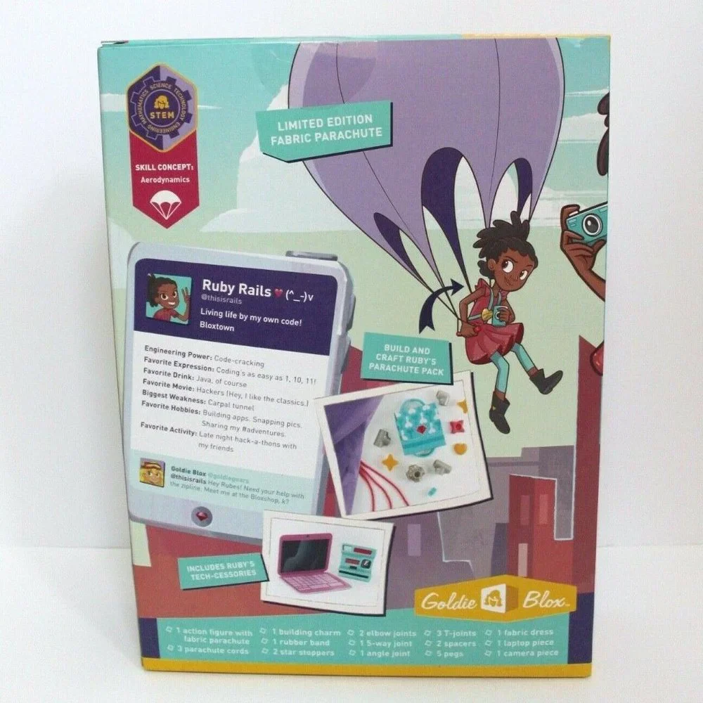 GoldieBlox Ruby Rails Skydive Parachute Toy